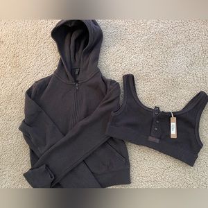 SKIMS chocolate brown waffle knit set